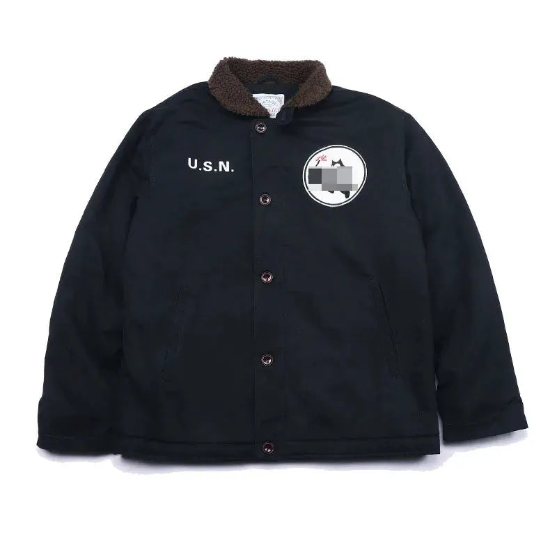Drop Shipping N1 Thick Winter Mens Sherpa Fleece Deck Jacket with Embroidered Patch by Vimost Shop