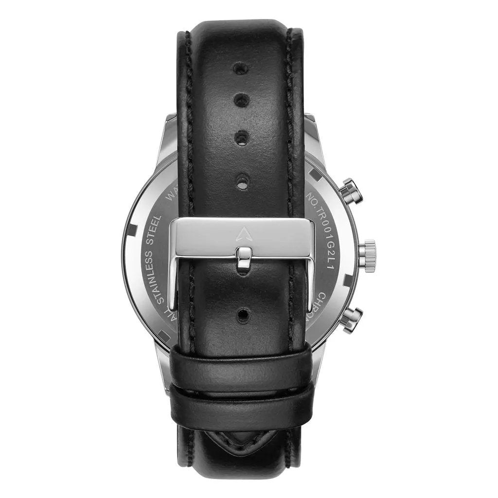 Trnda Men's Stainless Steel Watch, Black Leather Band | Trn-43sl by TRNDA