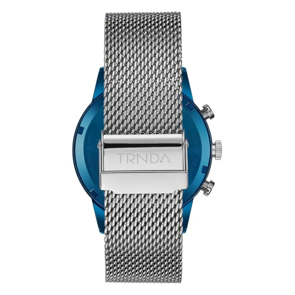 Trnda Men's Blue Stainless Steel Watch, Silver Mesh Band | Trnda-001 by TRNDA