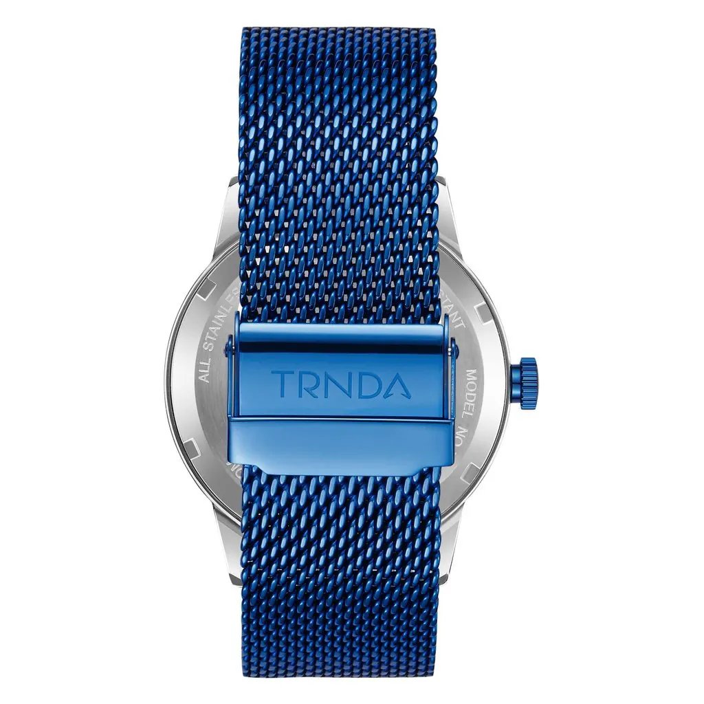 Trnda Men's Stainless Steel Watch, Blue Mesh Band | Trnda-43mm by TRNDA