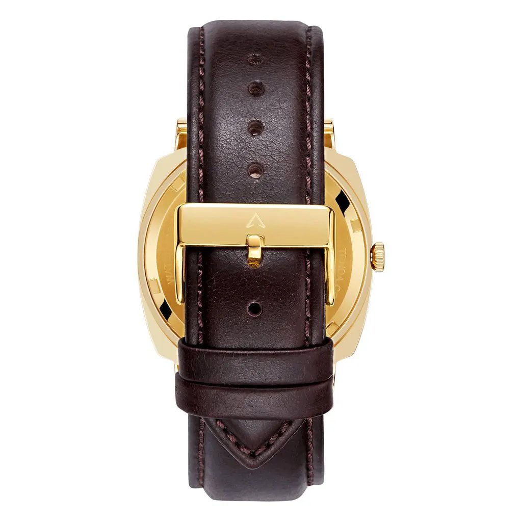 Trnda Men's Gold Stainless Steel Watch, Brown Leather | Trn-001 by TRNDA