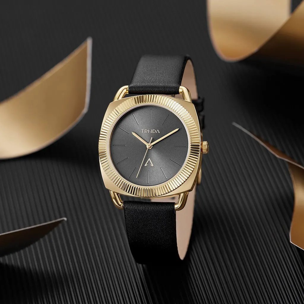 Trnda Women's Gold Stainless Steel Watch, Black Dial | Trn-Ss35g by TRNDA