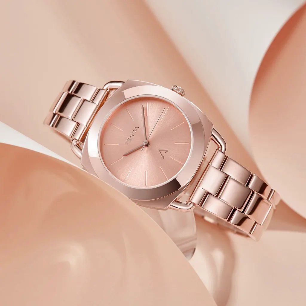 Trnda Women's Rose Gold Stainless Steel Watch, Round Dial | Trnda-001 by TRNDA