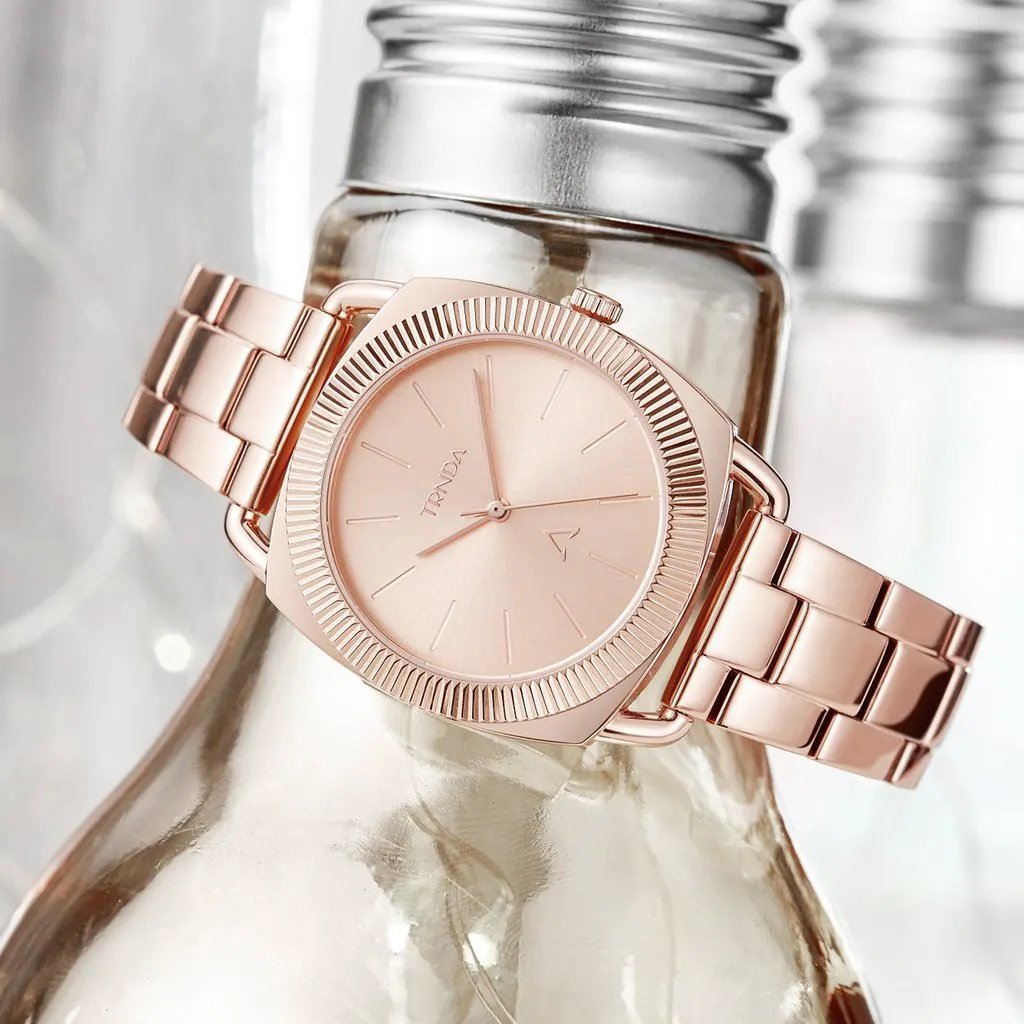 Trnda Women's Rose Gold Stainless Steel Watch, Round Dial | Trnda-001 by TRNDA