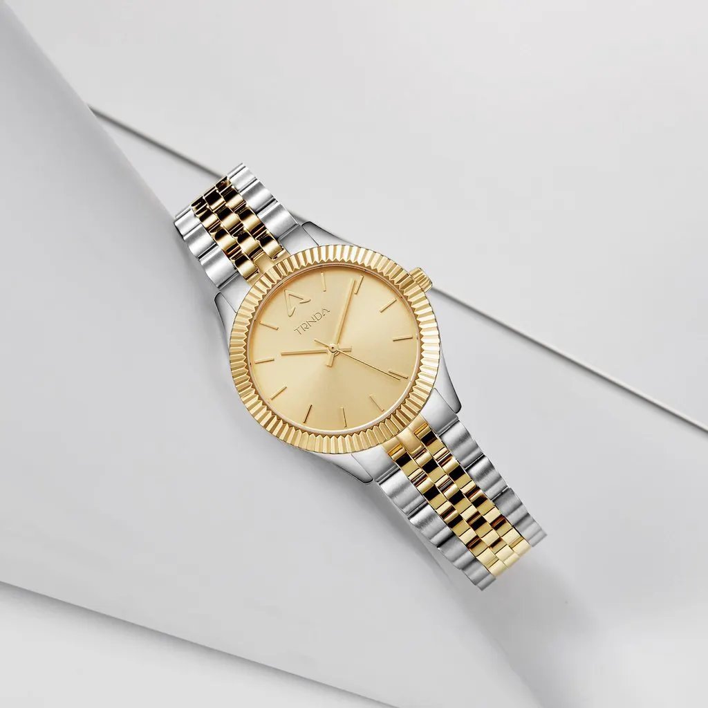 Trnda Women's Stainless Steel Watch, Gold Dial | Tr32ssg by TRNDA