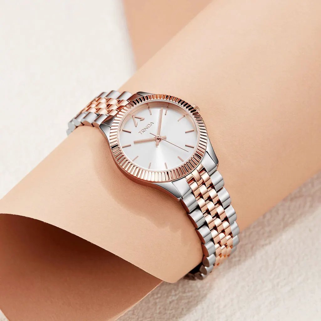 Trnda Women's Stainless Steel Watch, Silver & Rose Gold | Trnda32mm by TRNDA