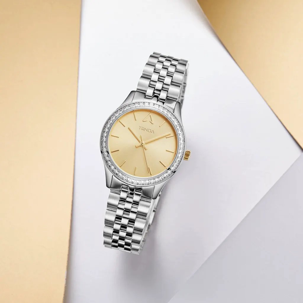 Trnda Women's Stainless Steel Watch, Gold Dial | Trnda032sil by TRNDA