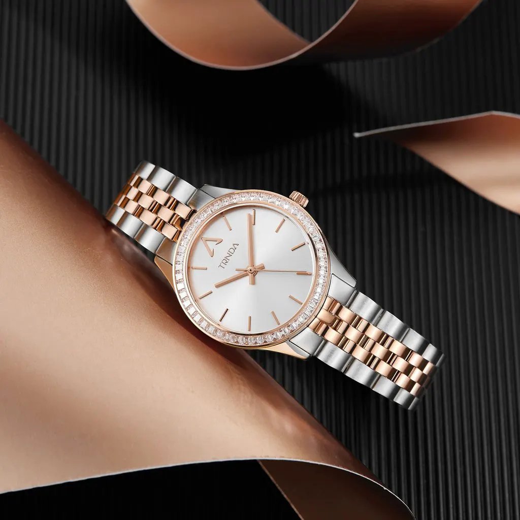 Trnda Women's Stainless Steel Watch, Silver & Rose Gold | Trnda-32mm by TRNDA