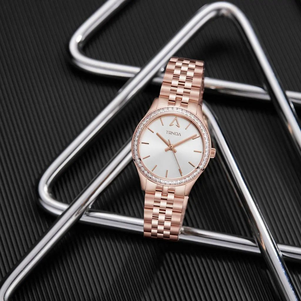 Trnda Women's Rose Gold Stainless Steel Watch, Silver Dial | Trnda-32mm by TRNDA