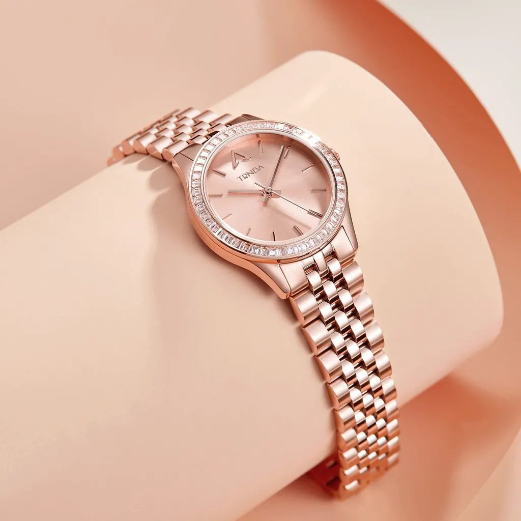 Trnda Women's Rose Gold Stainless Steel Watch, Round Dial | Tr32rg by TRNDA