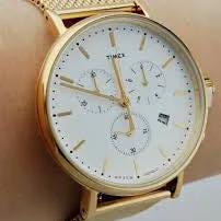 Timex Men's Gold Stainless Steel Watch, White Dial | Tw2r27200 by TIMEX