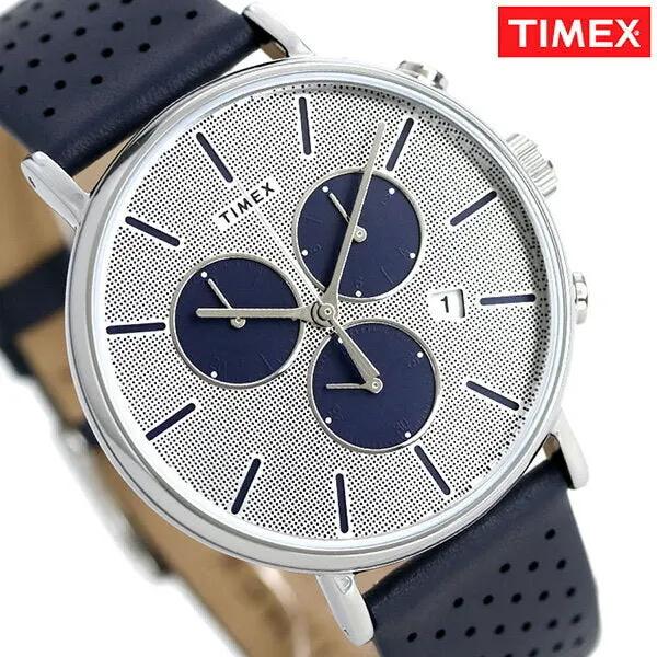 Timex Men's Blue Leather Watch, Silver Dial | Tw2r97700 by TIMEX