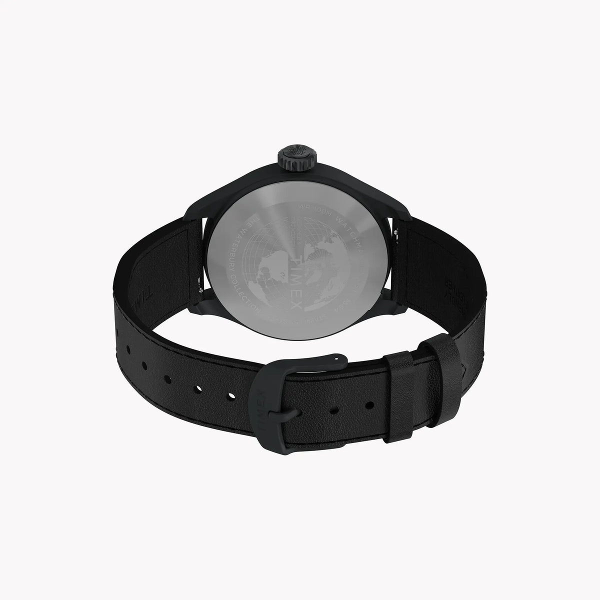 Waterbury ACE SST Black Dial Black Leather Strap Watch TW2Y18900 by TIMEX