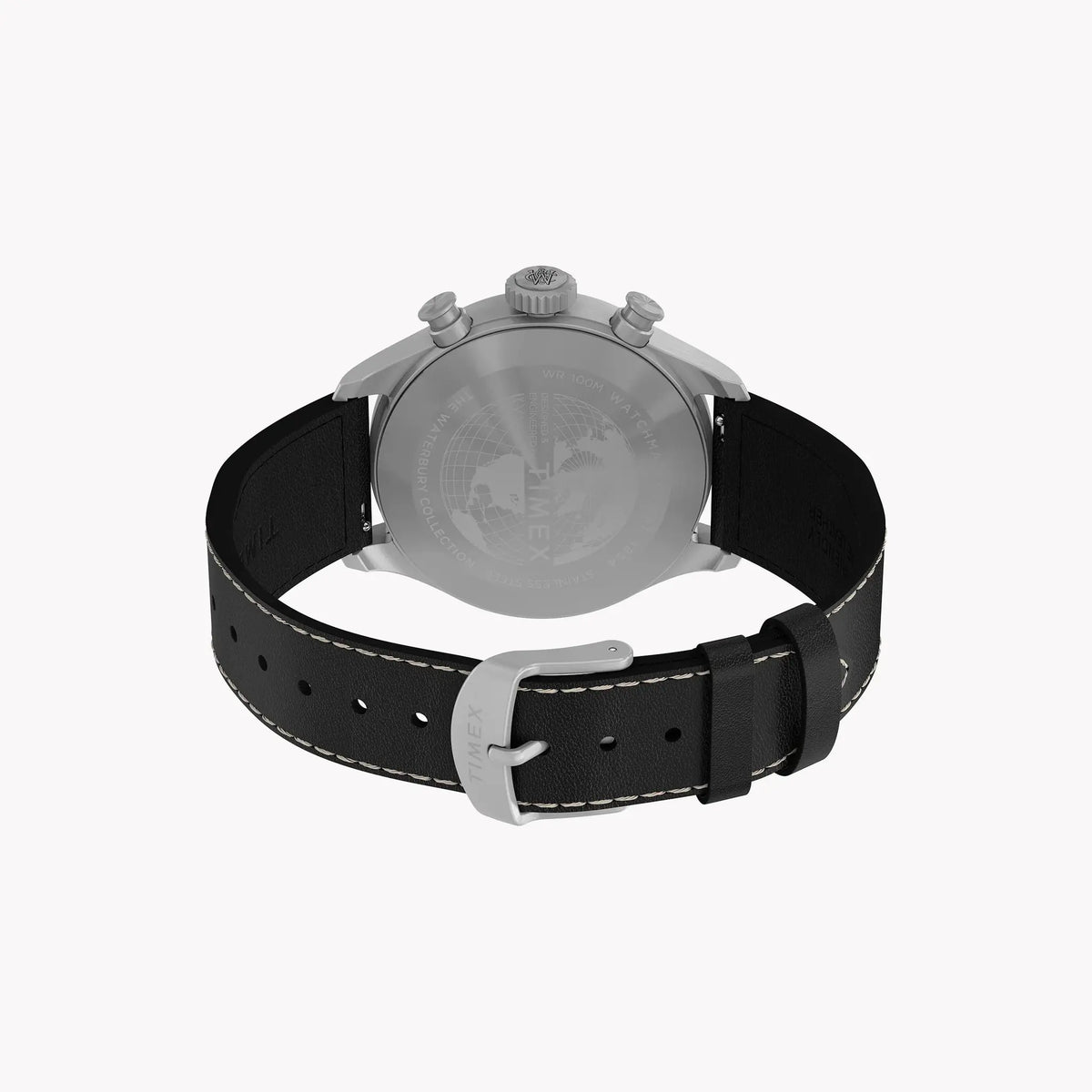 Waterbury Ace Chronograph SST Silver Dial Brown Leather Strap | TW2Y19000 by TIMEX