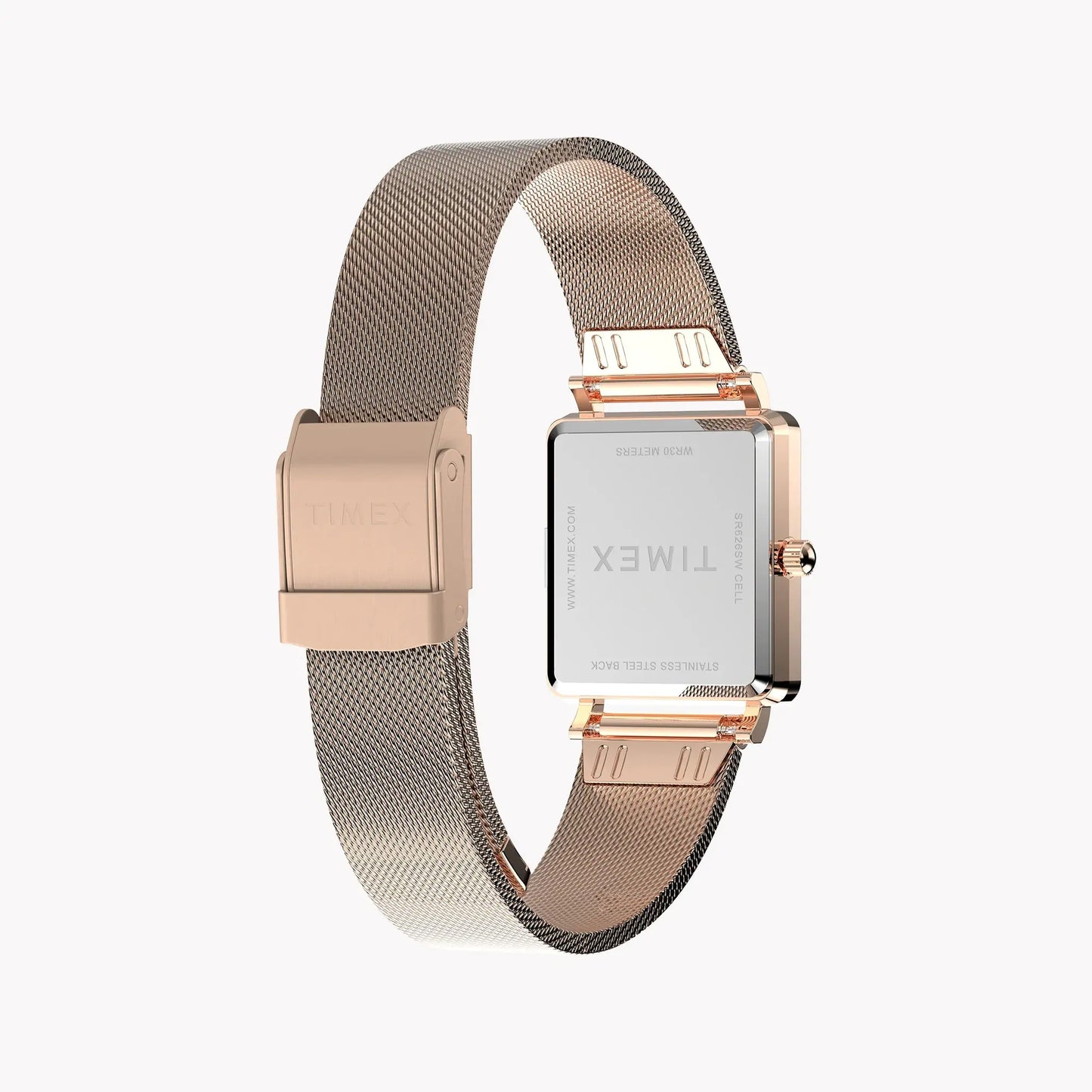 Transcend Rose Gold-tone Rectangle Watch with Silver Dial TW2Y26200 | Women’s Elegant Timepiece by TIMEX