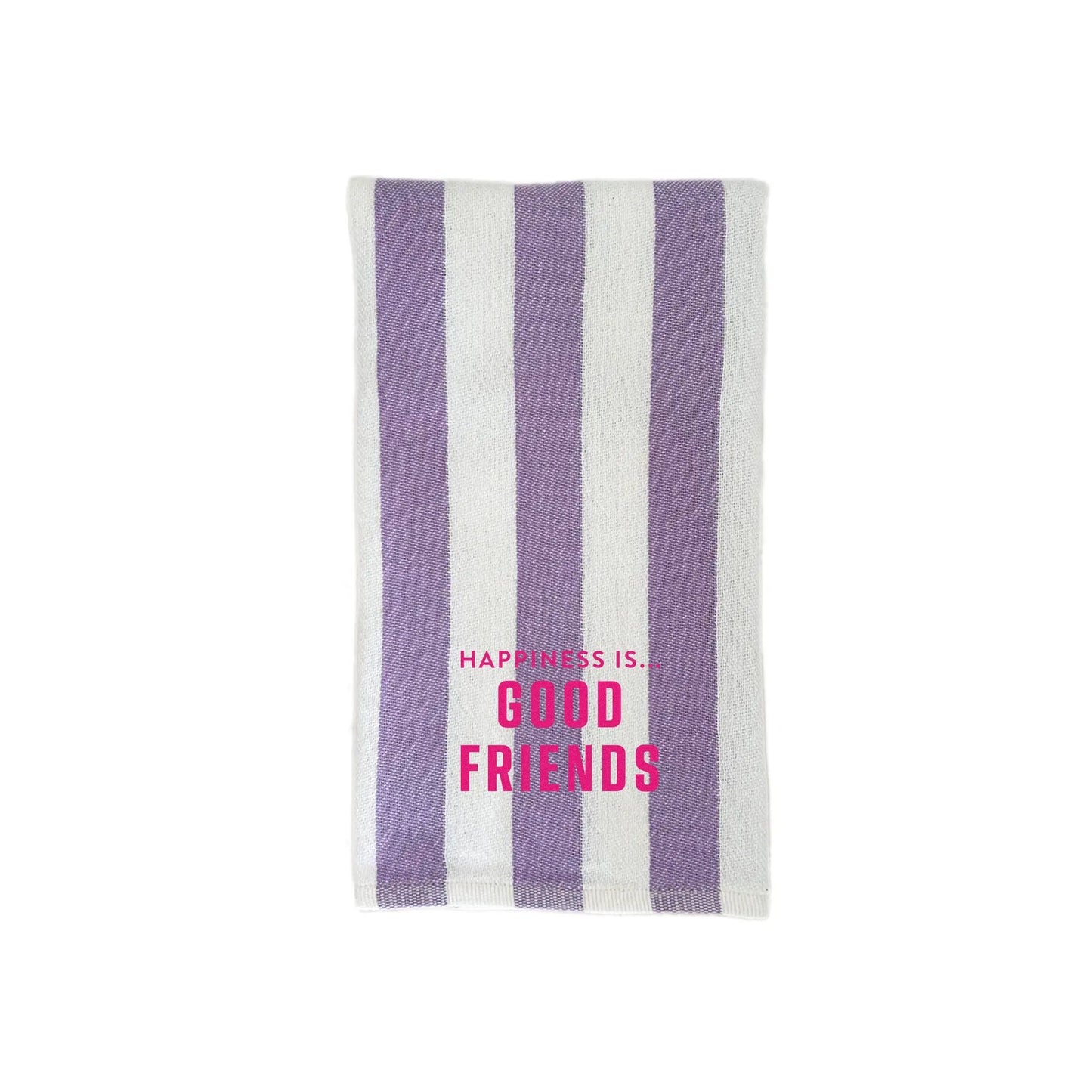 Tea/Hand Towel Good Friends, Striped Lilac with hot pink by Family & Friends Collection