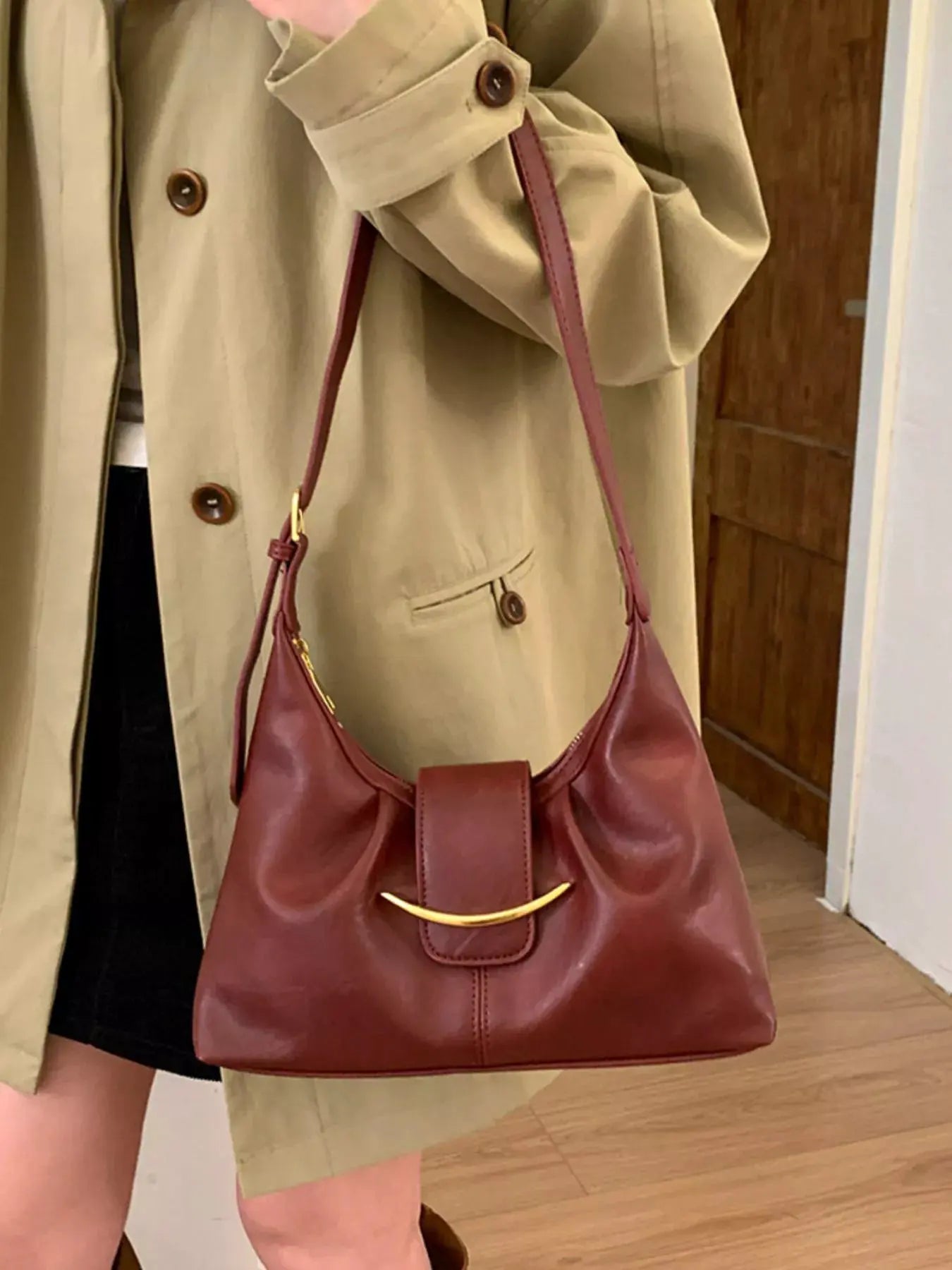 Buckle Adjustable Strap Crossbody Bag by Partner Label