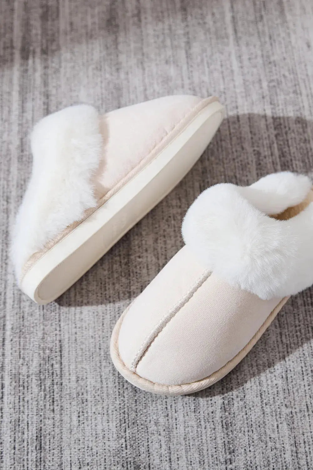 Faux Fur Round Toe Slippers by Partner Label