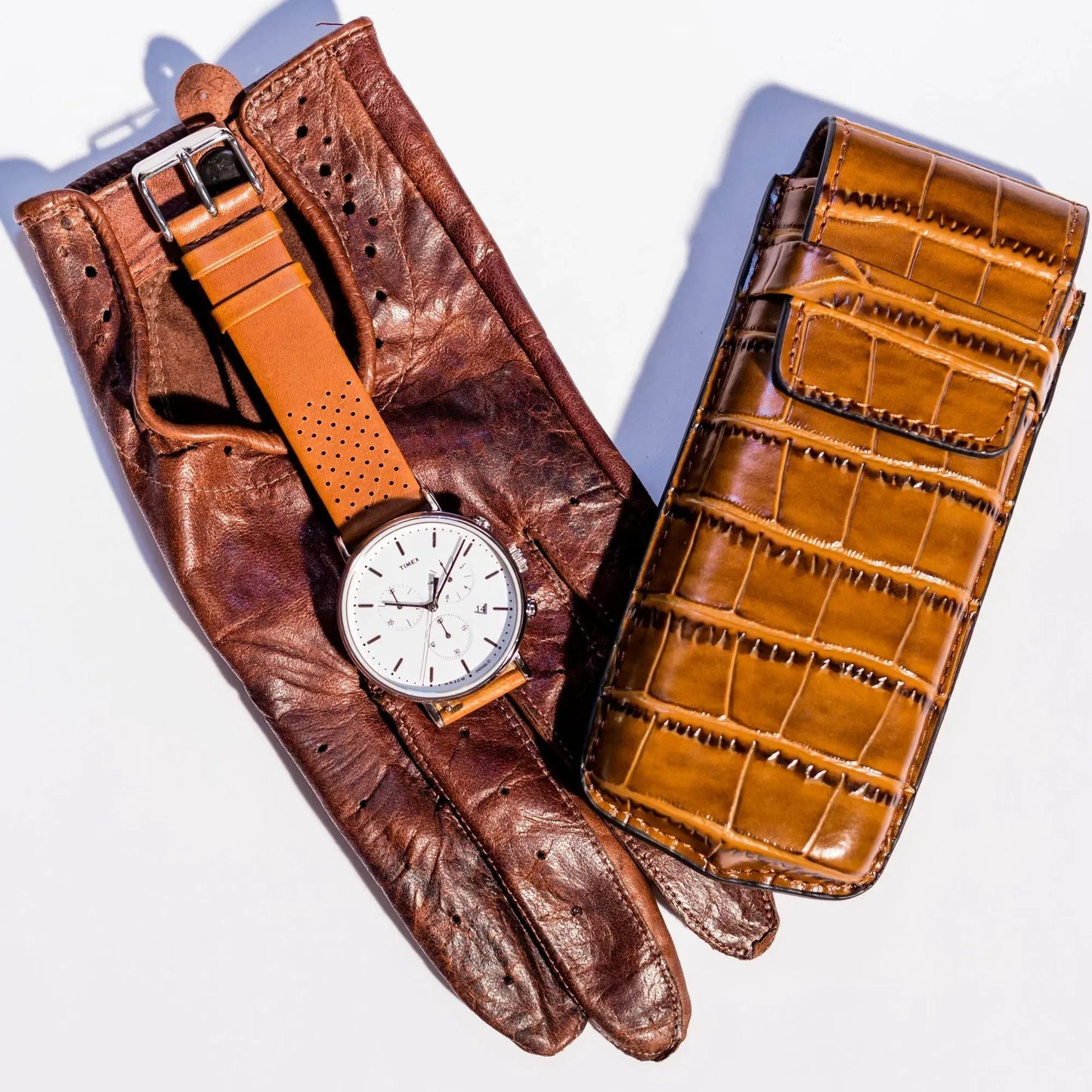 Timex Men's Brass Watch, Tan Leather, White Dial | Tw2r26700 by TIMEX