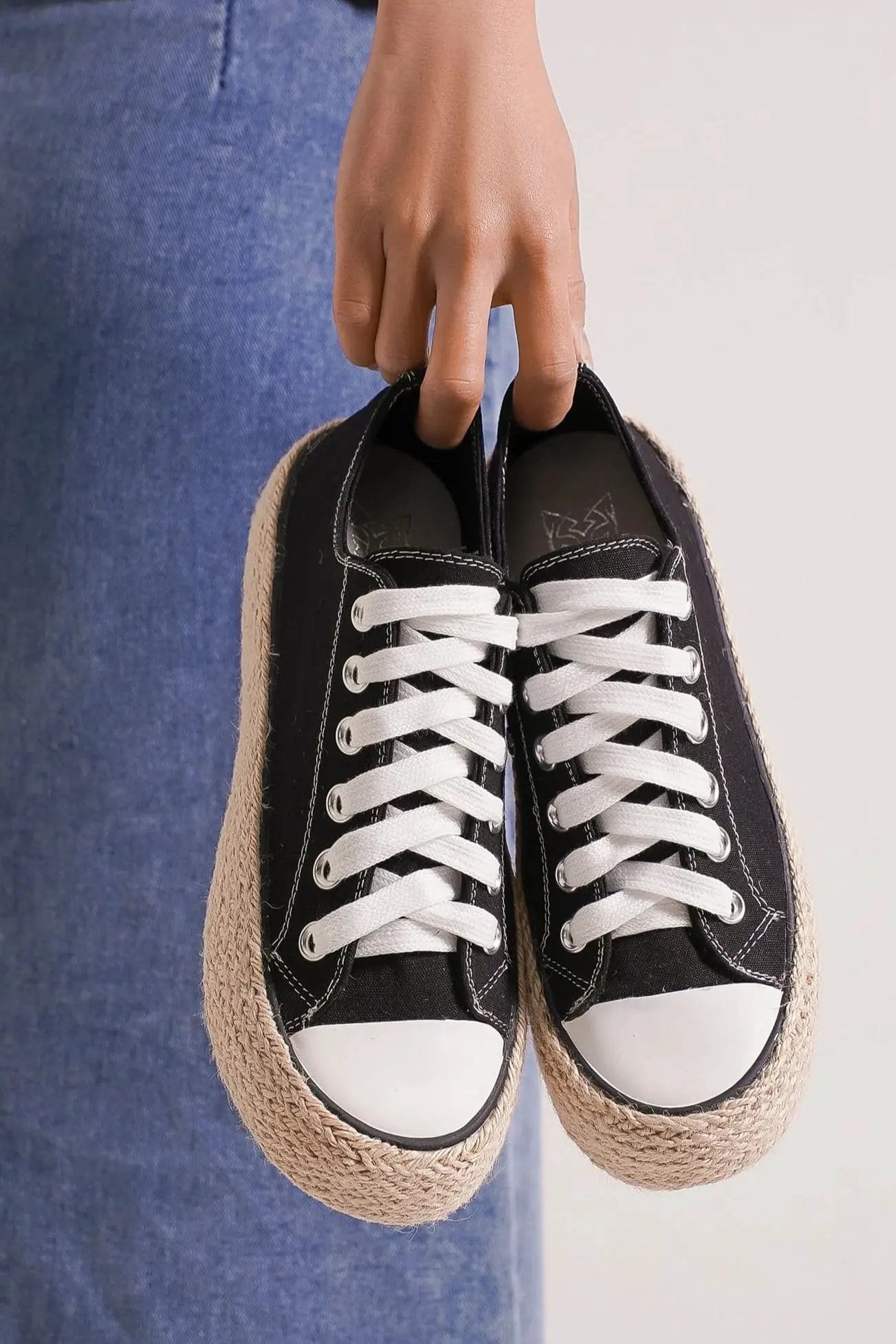 Beast Fashion Lace Up Woven Espadrille Sole Sneakers by Beast Fashion