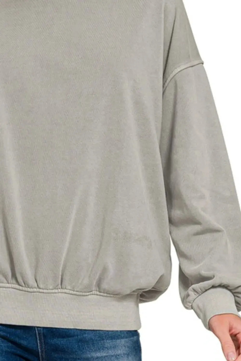 Zenana Soft Fleece Pigment Dye Round-neck Sweatshirts by Zenana
