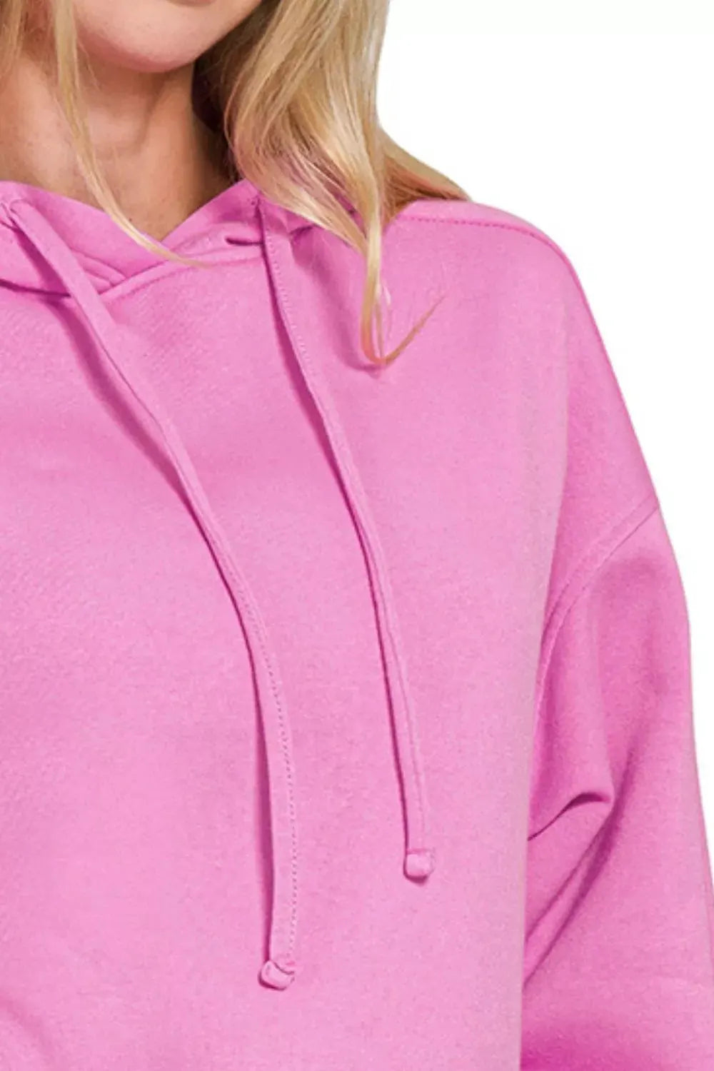 Zenana Drawstring Relaxed Fit Fleece Hoodie by Zenana
