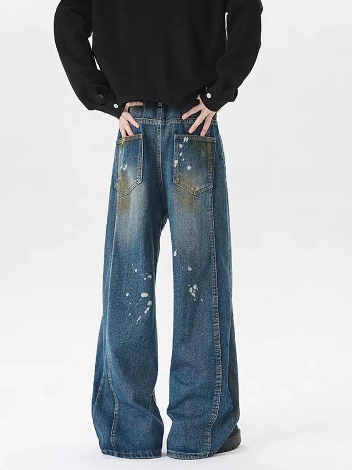 Men's Plus Size Wide Leg Jeans by Partner Label