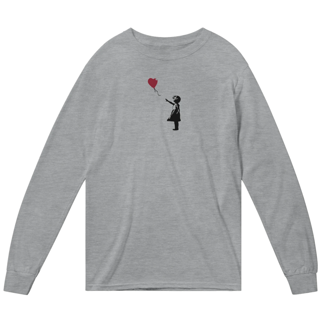 Banksy The Girl with a Red Balloon Artwork Long Sleeve Shirt by Art-O-Rama Shop