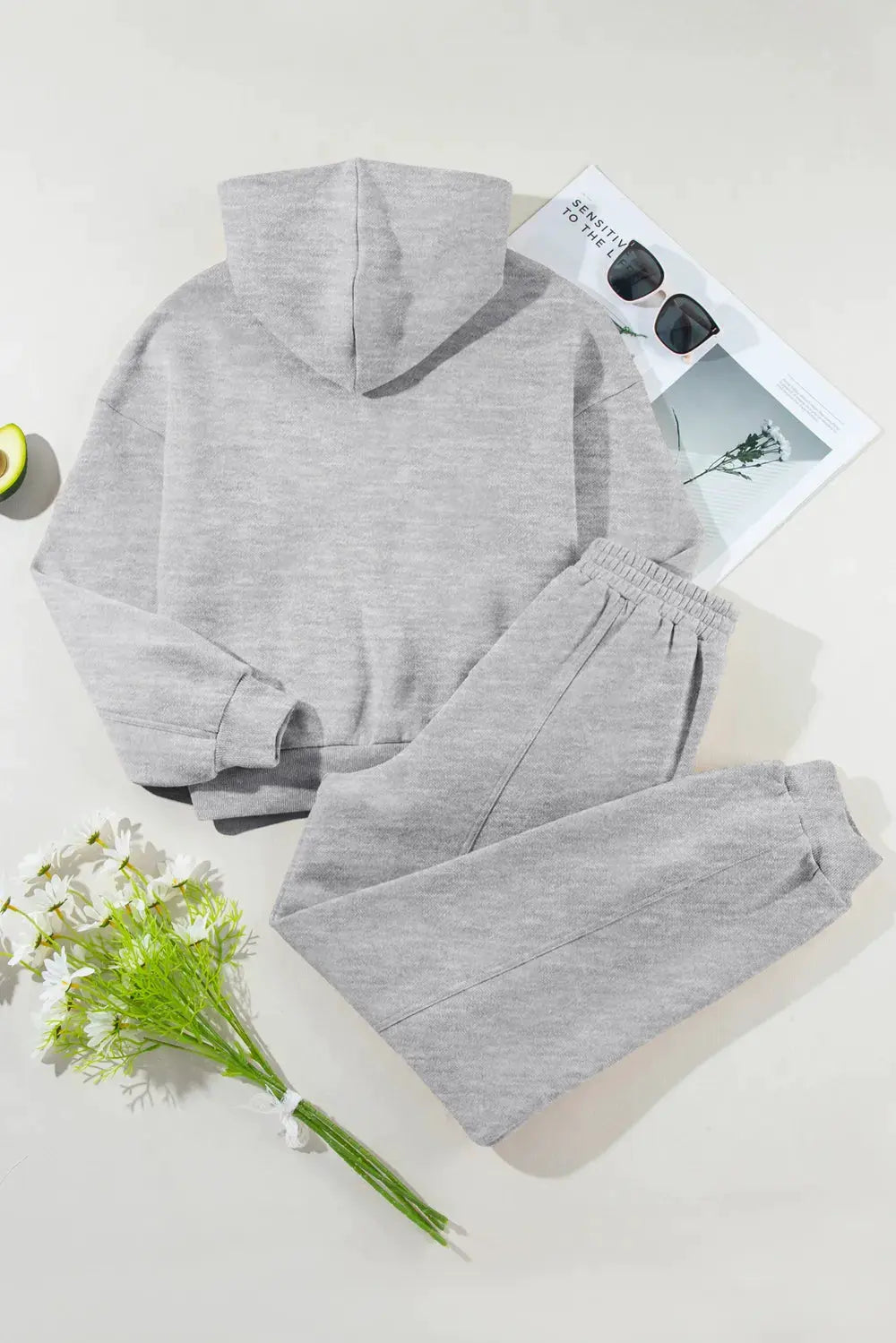 Dropped Shoulder Long Sleeve Hoodie and Pants Active Set by Partner Label