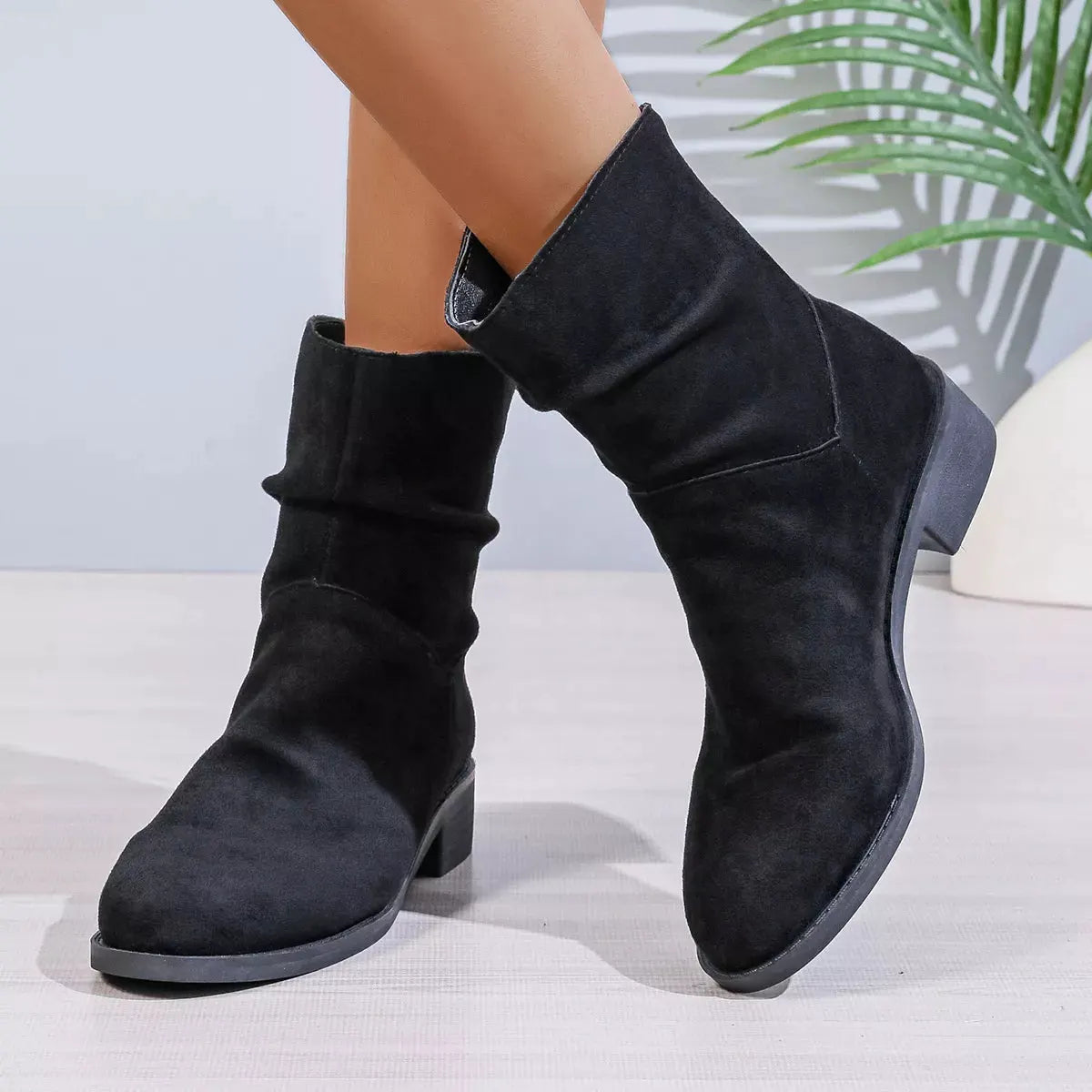 Point Toe Block Heels Boots by Partner Label
