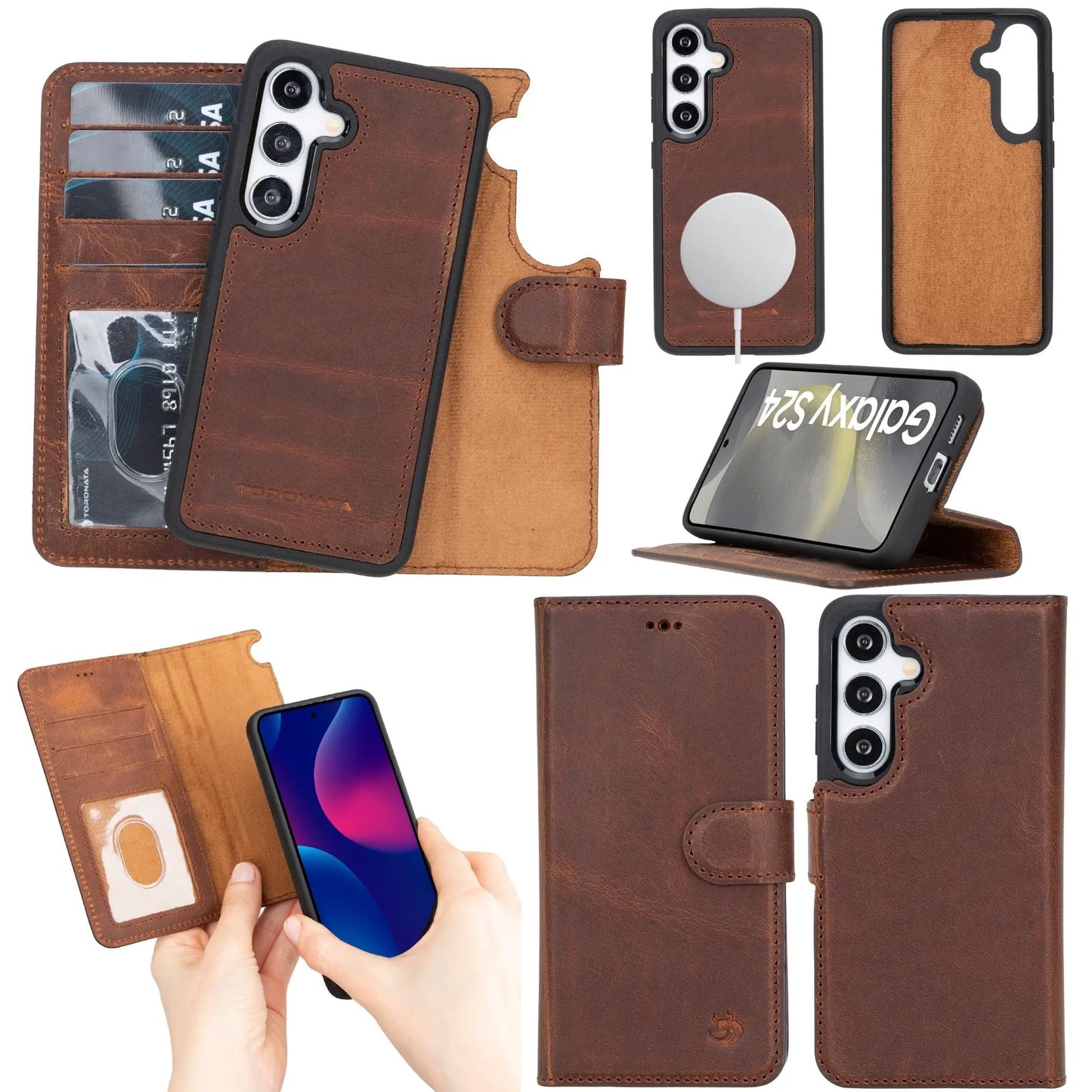 Buffalo Leather Samsung Galaxy S24 Plus Wallet with Detachable Case by TORONATA