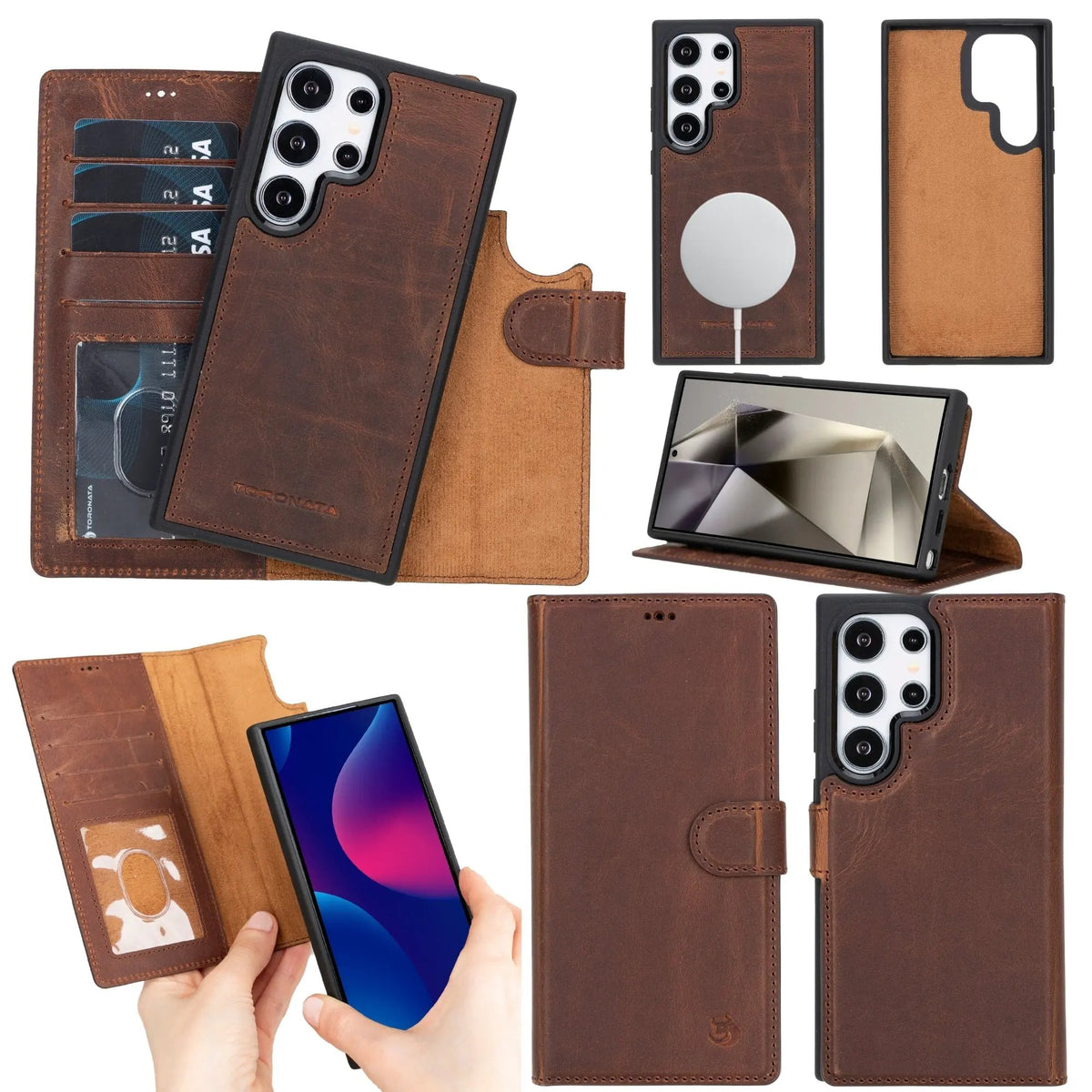 Buffalo Leather Samsung Galaxy S24 Ultra Wallet with Detachable Case by TORONATA