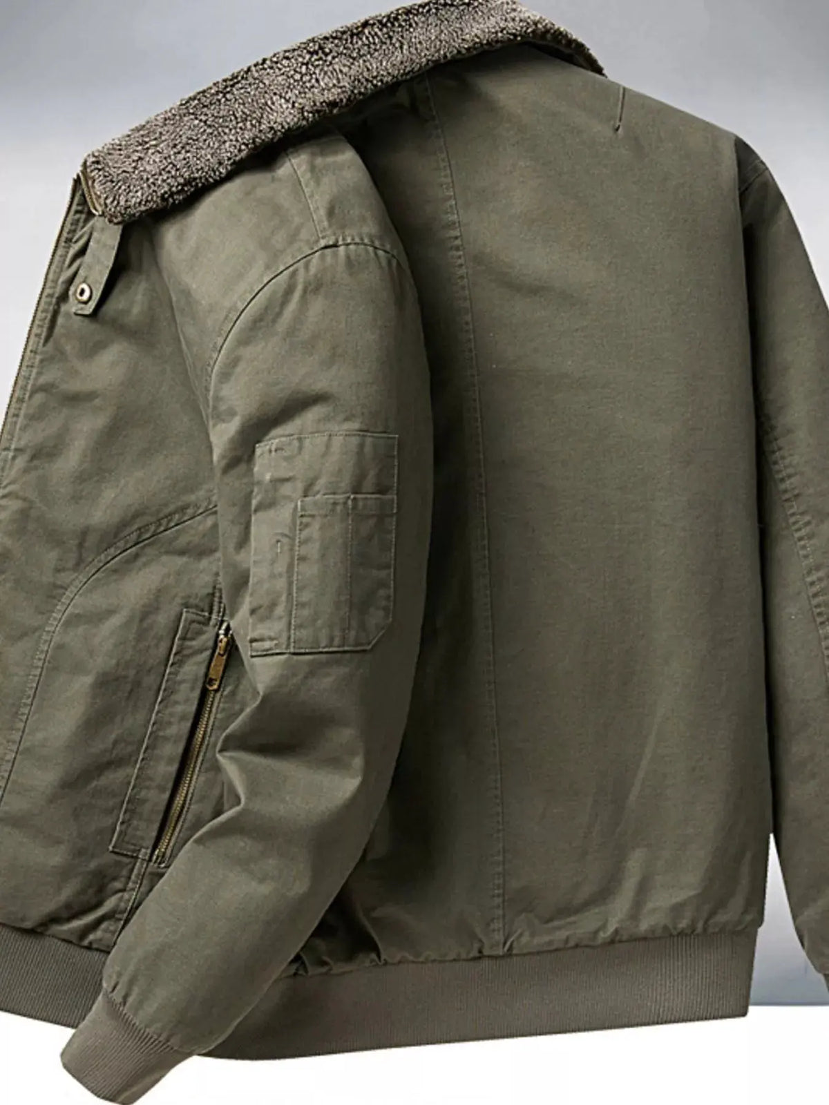 Men's Plus Size Sherpa Lined Zip Up Jacket by Partner Label
