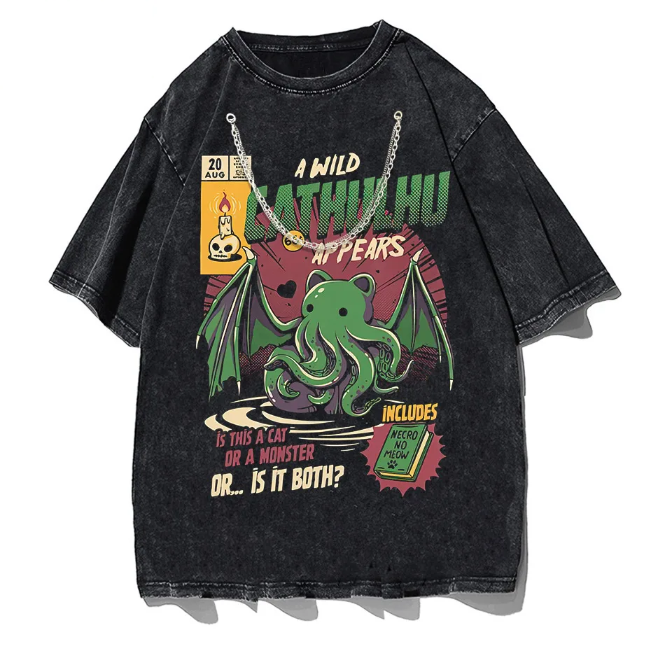 Cthulhu Graphic T-Shirt Men Short Sleeve Summer Tee by Vimost Shop