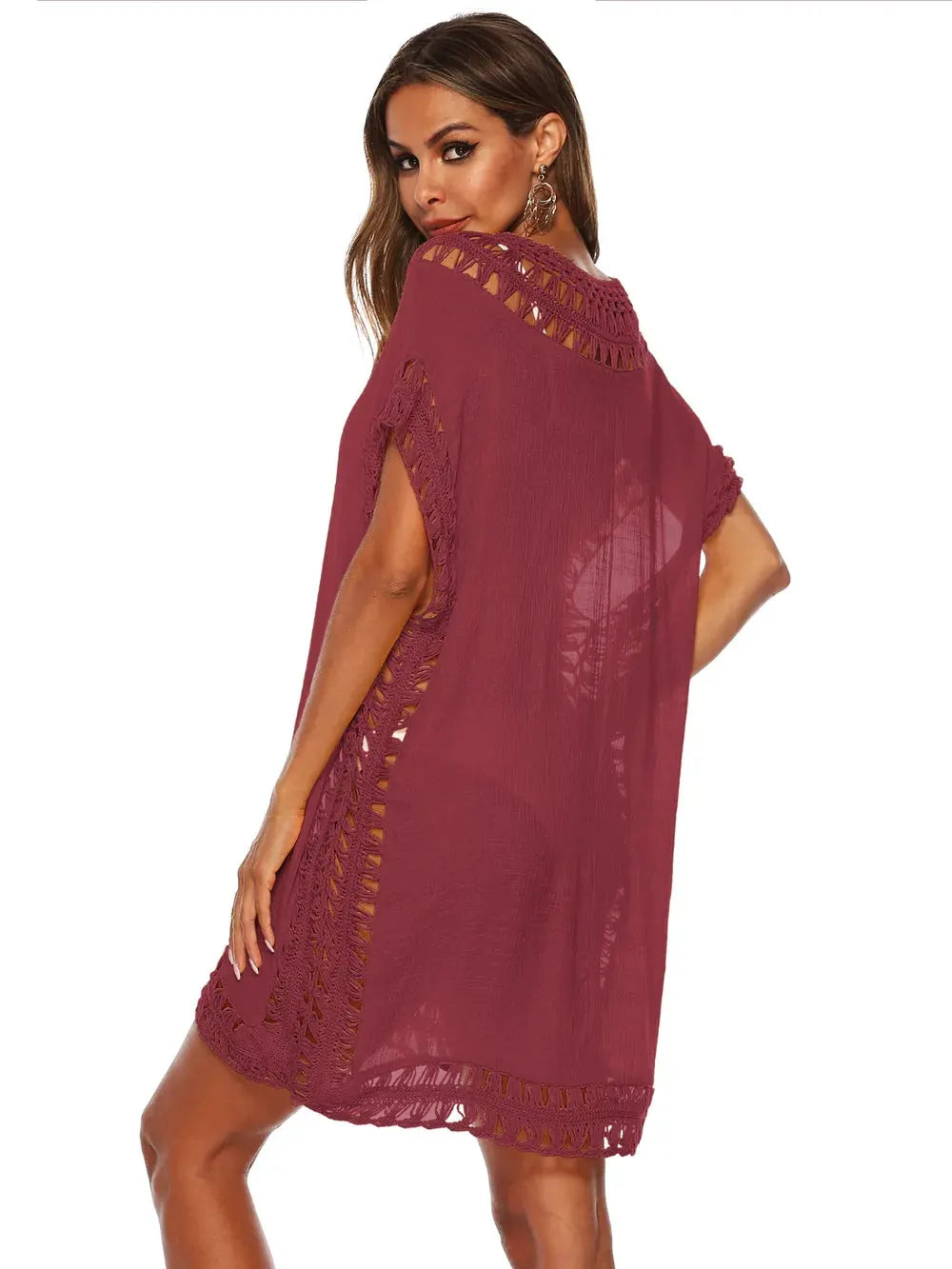Cutout V-Neck Short Sleeve Cover-Up by Partner Labels