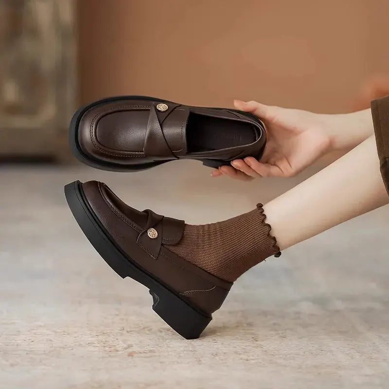 Round Toe Platform Loafers by Partner Label