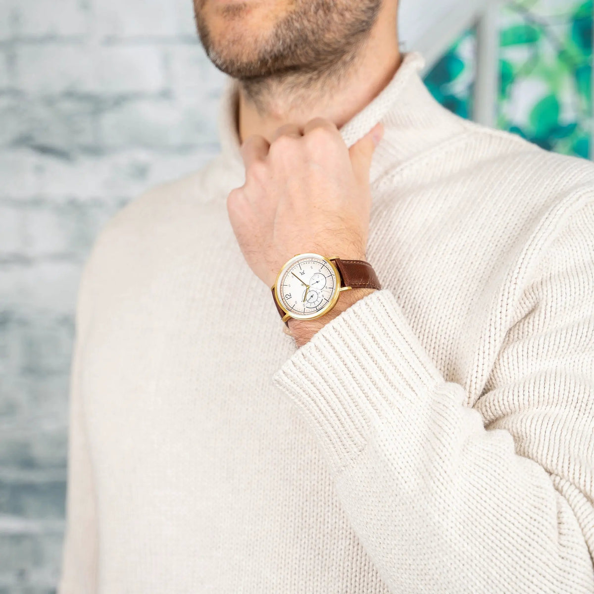 Pierre Cardin Men's Brown Leather Watch, Beige Dial | Cbn.3022 by PIERRE CARDIN