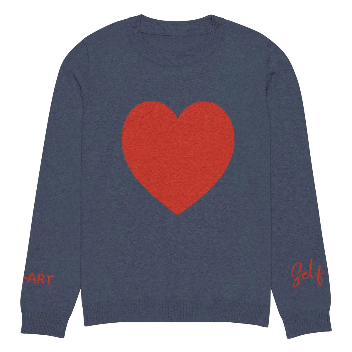 Heart - Knitted crew neck sweater NAVY by Maiden-Art