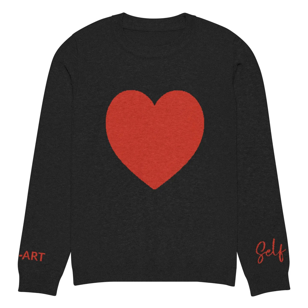 Heart - Knitted crew neck sweater BLACK by Maiden-Art