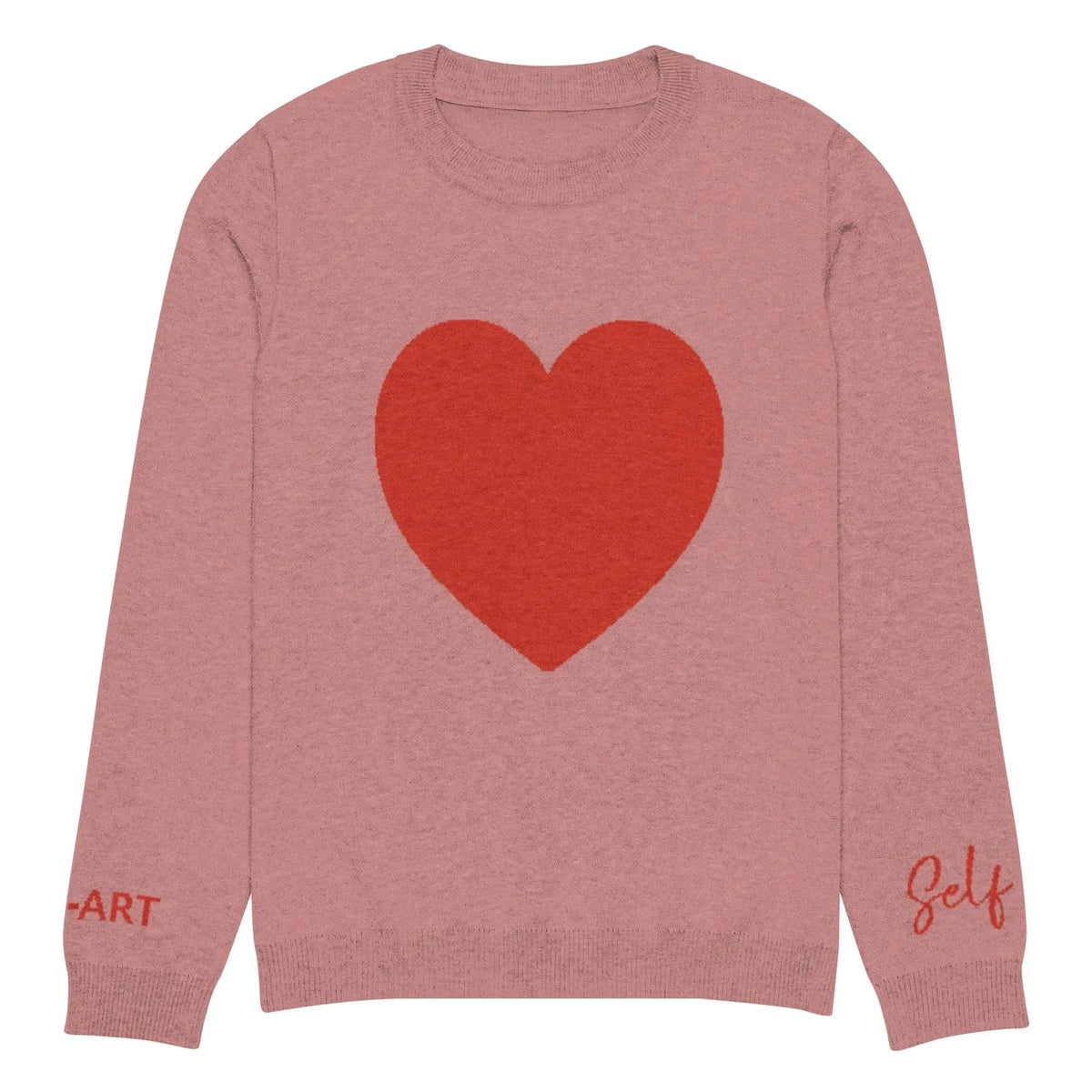 Heart Knitted crew neck sweater CORAL by Maiden-Art