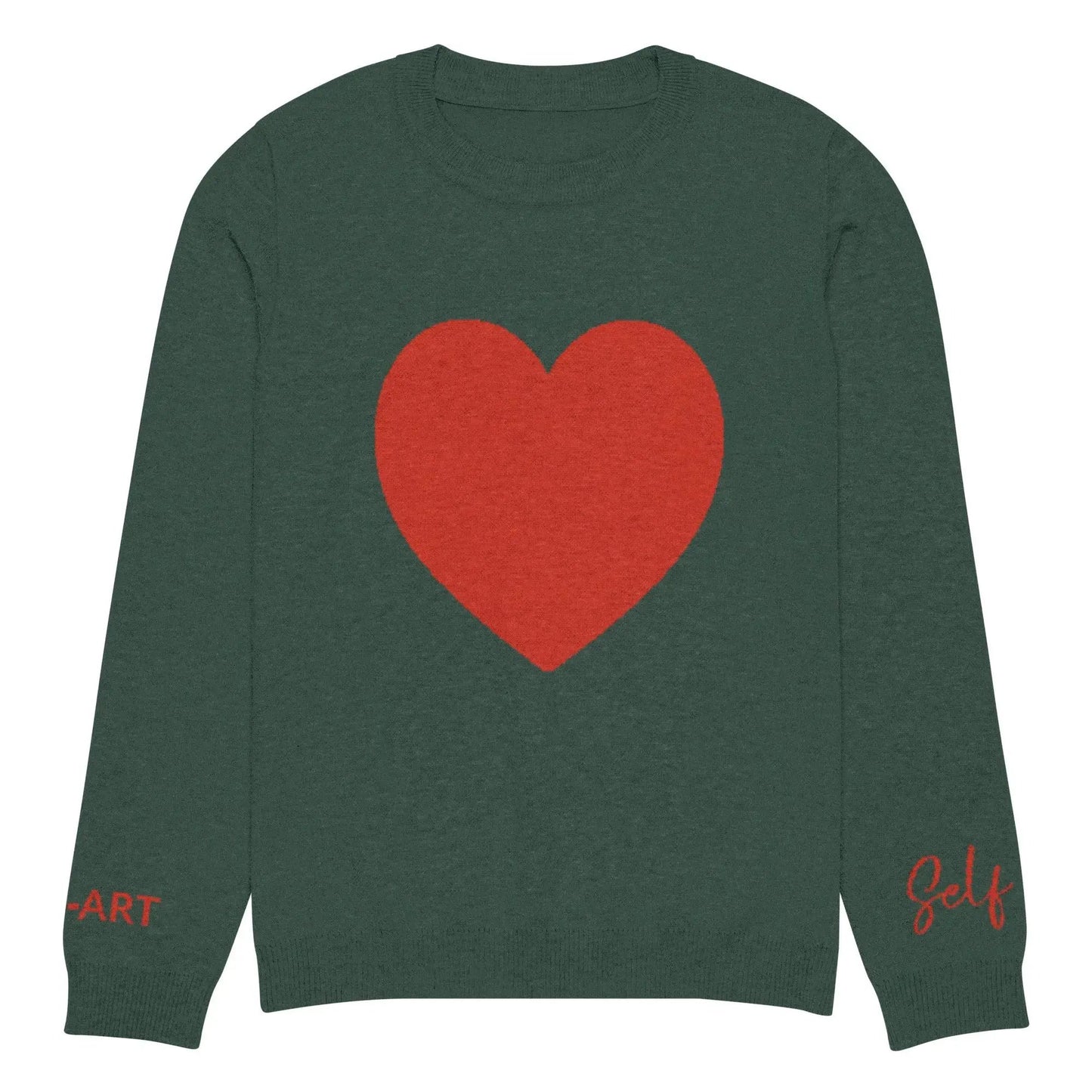 Heart - Knitted crew neck sweater PINE by Maiden-Art