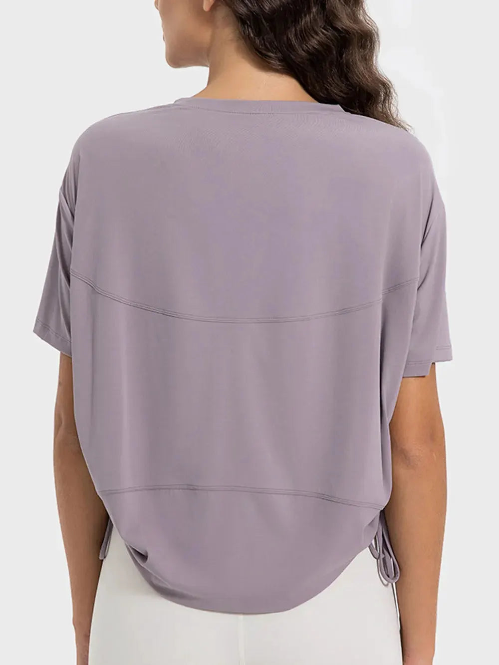 Millennia Drawstring Round Neck Short Sleeve Active T-Shirt by Millennia
