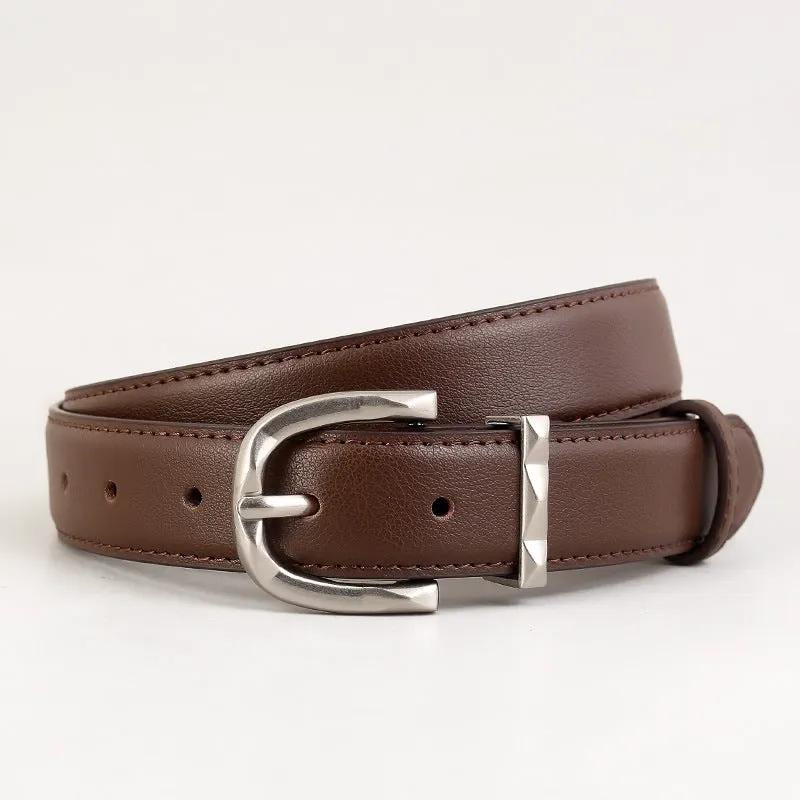 Classic Leather Skinny Belt by Trendsi