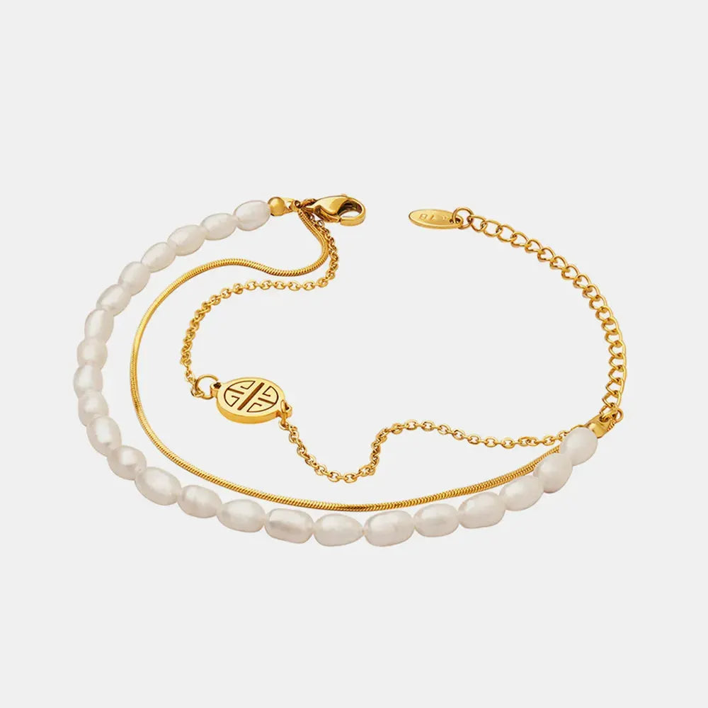 Titanium Steel Three-Layered Pearl Bracelet by Partner Label