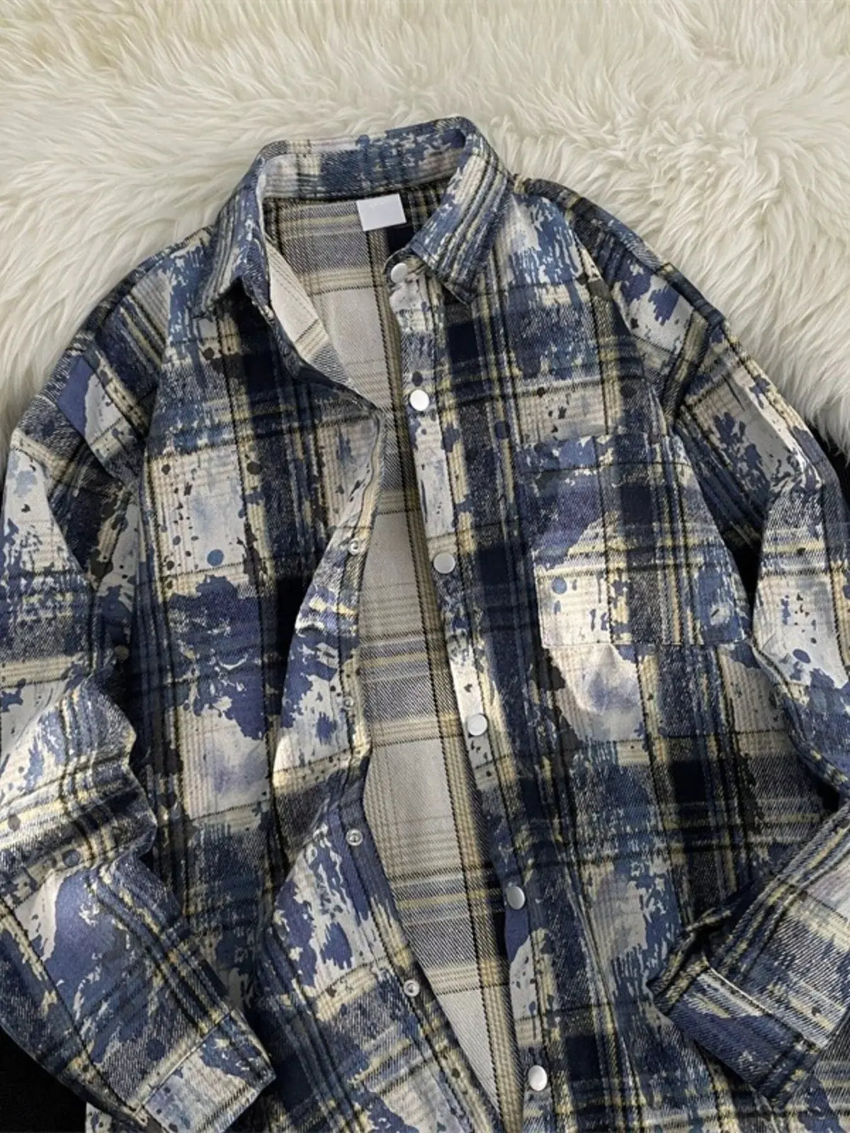 Men's Plus Size Plaid Button Up Casual Shacket by Trendsi