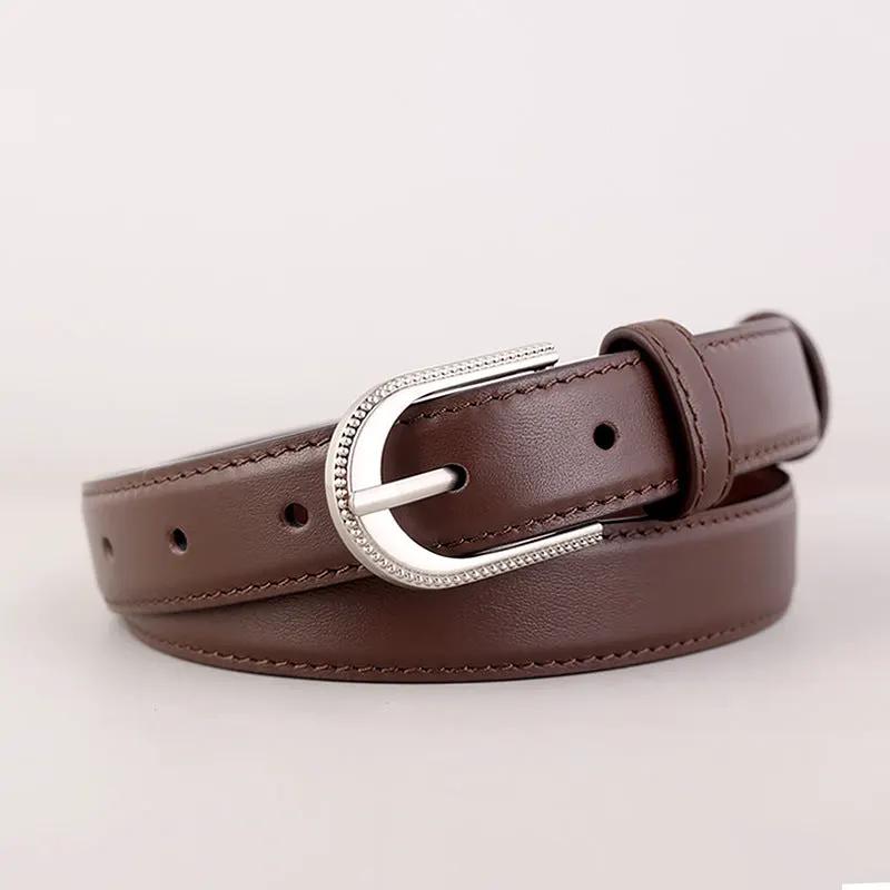 Leather Belt with Rhinestone Buckle by Trendsi