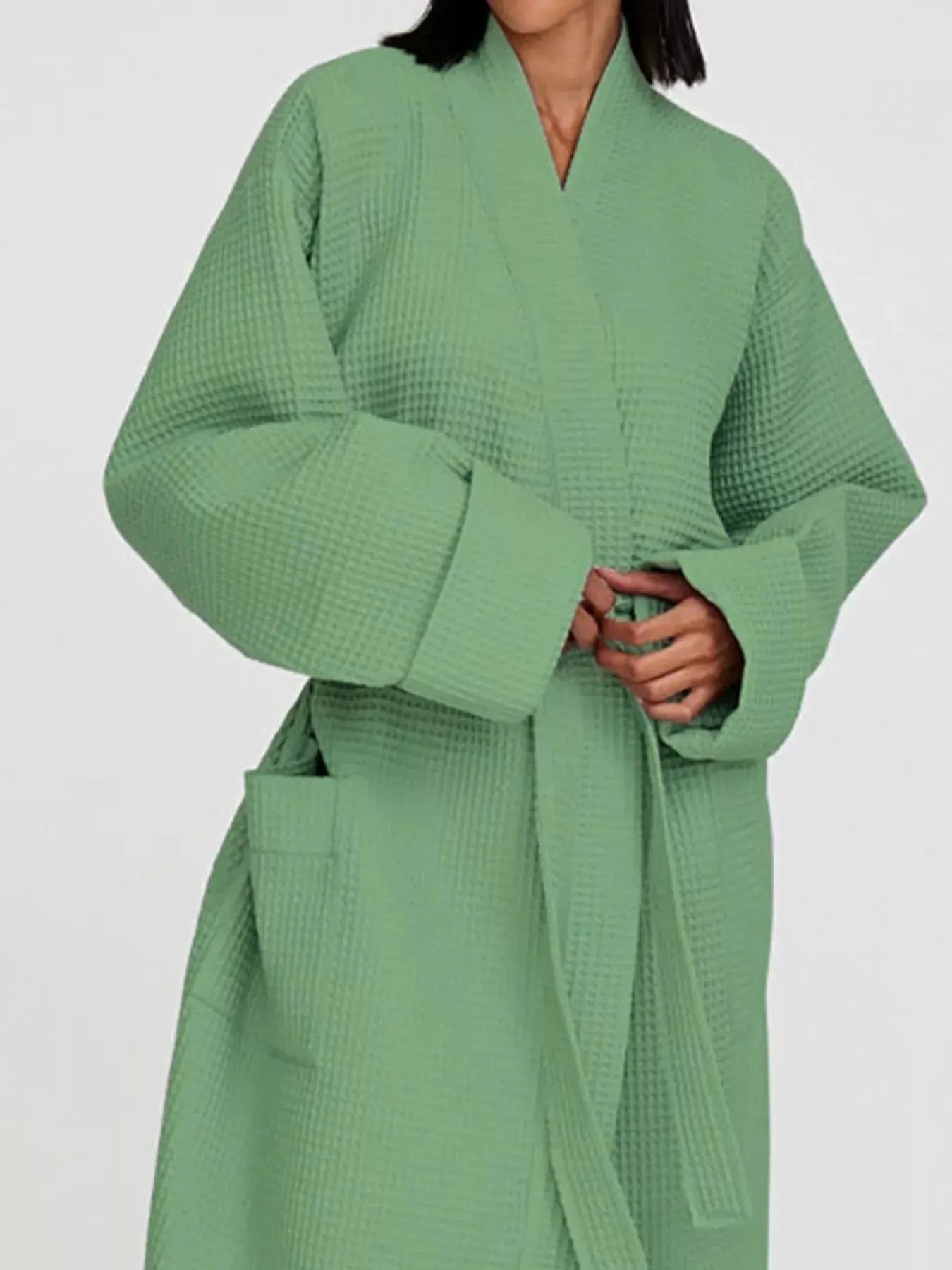 Waffle Knit Tie Waist Lounge Nightgown by Partner Label