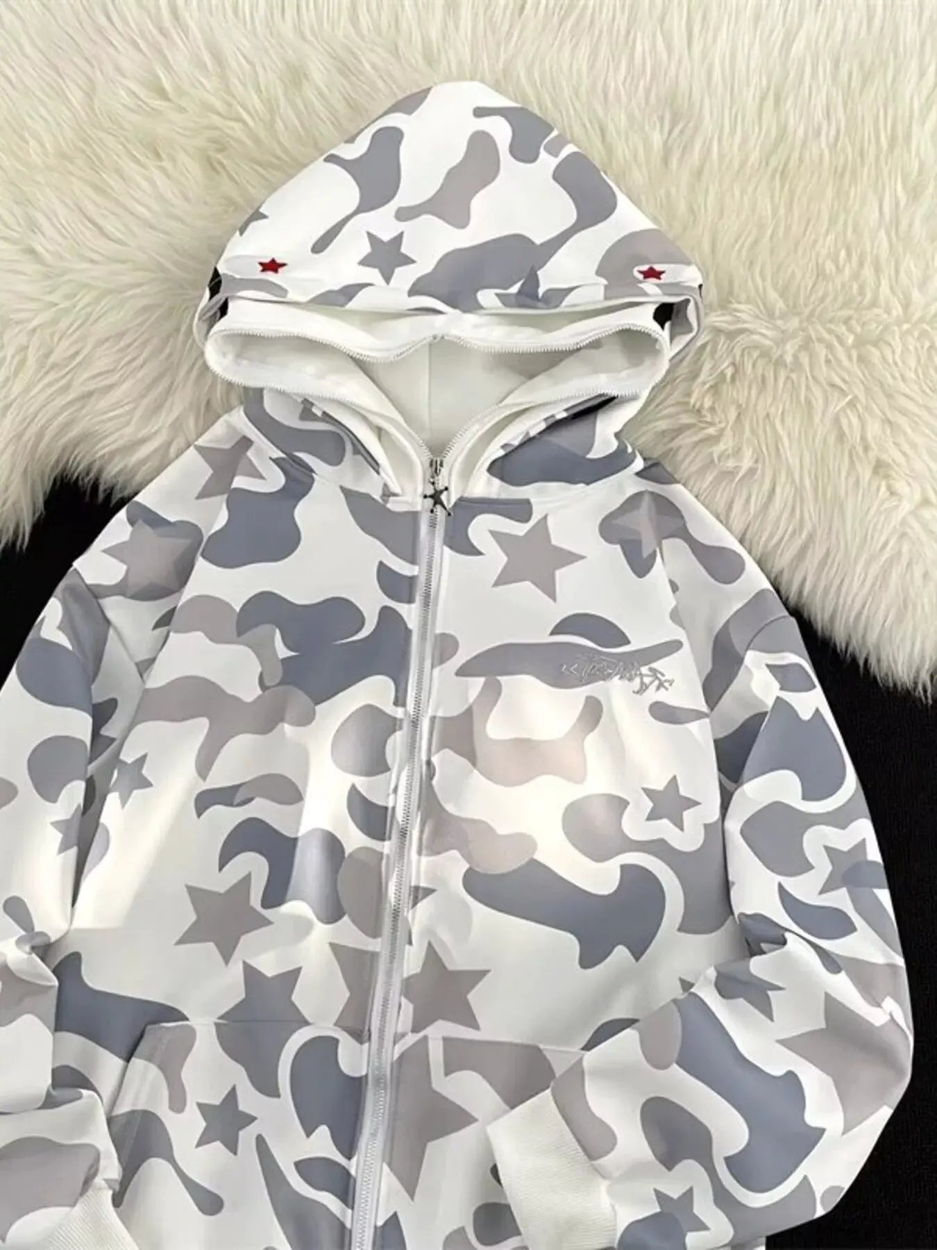Men's Camo Print Zip-Up Hoodie by Partner Label