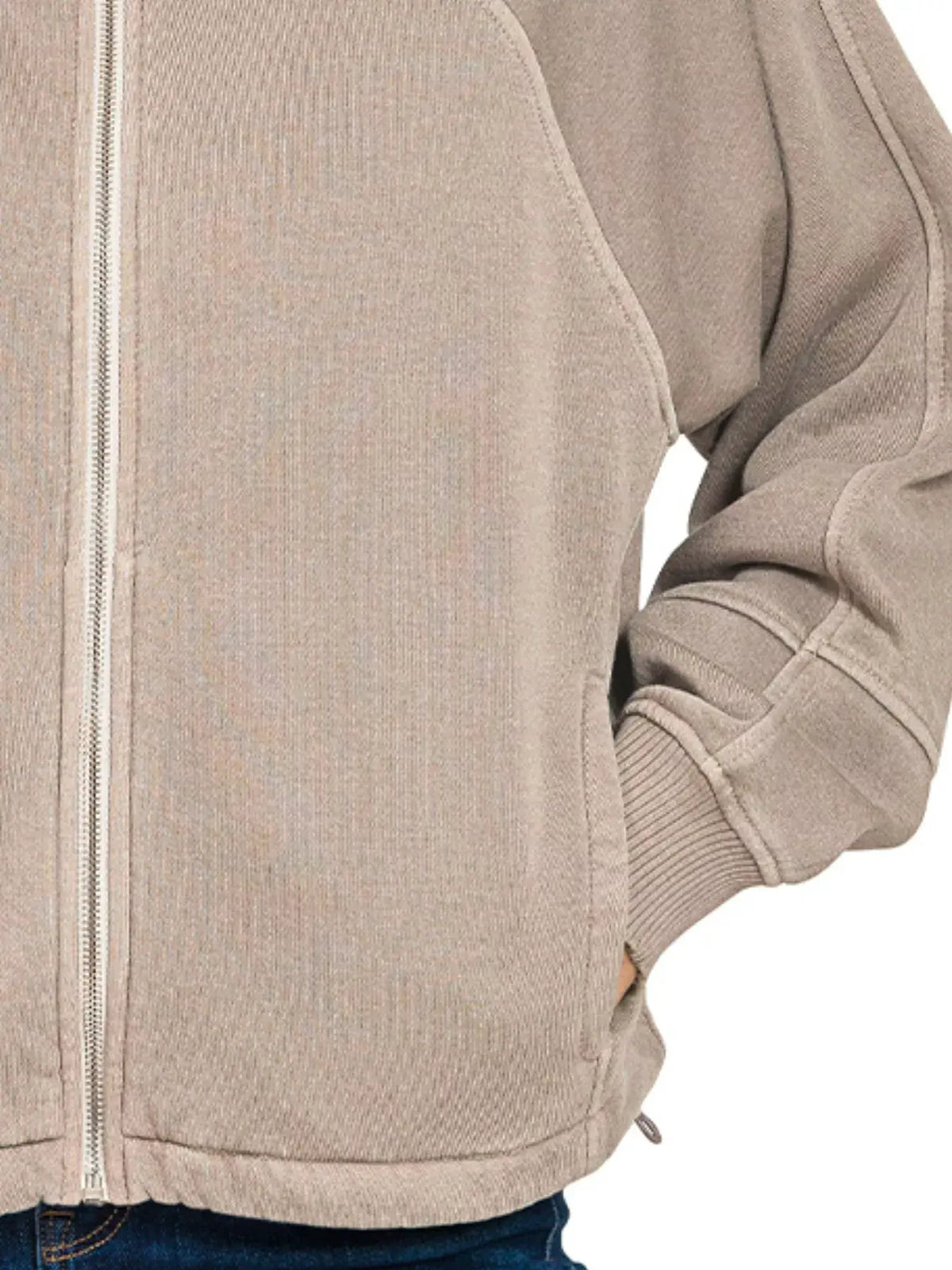 Zenana Fleece Pigment Dye Zip Up Hoodie with Pockets by Zenana