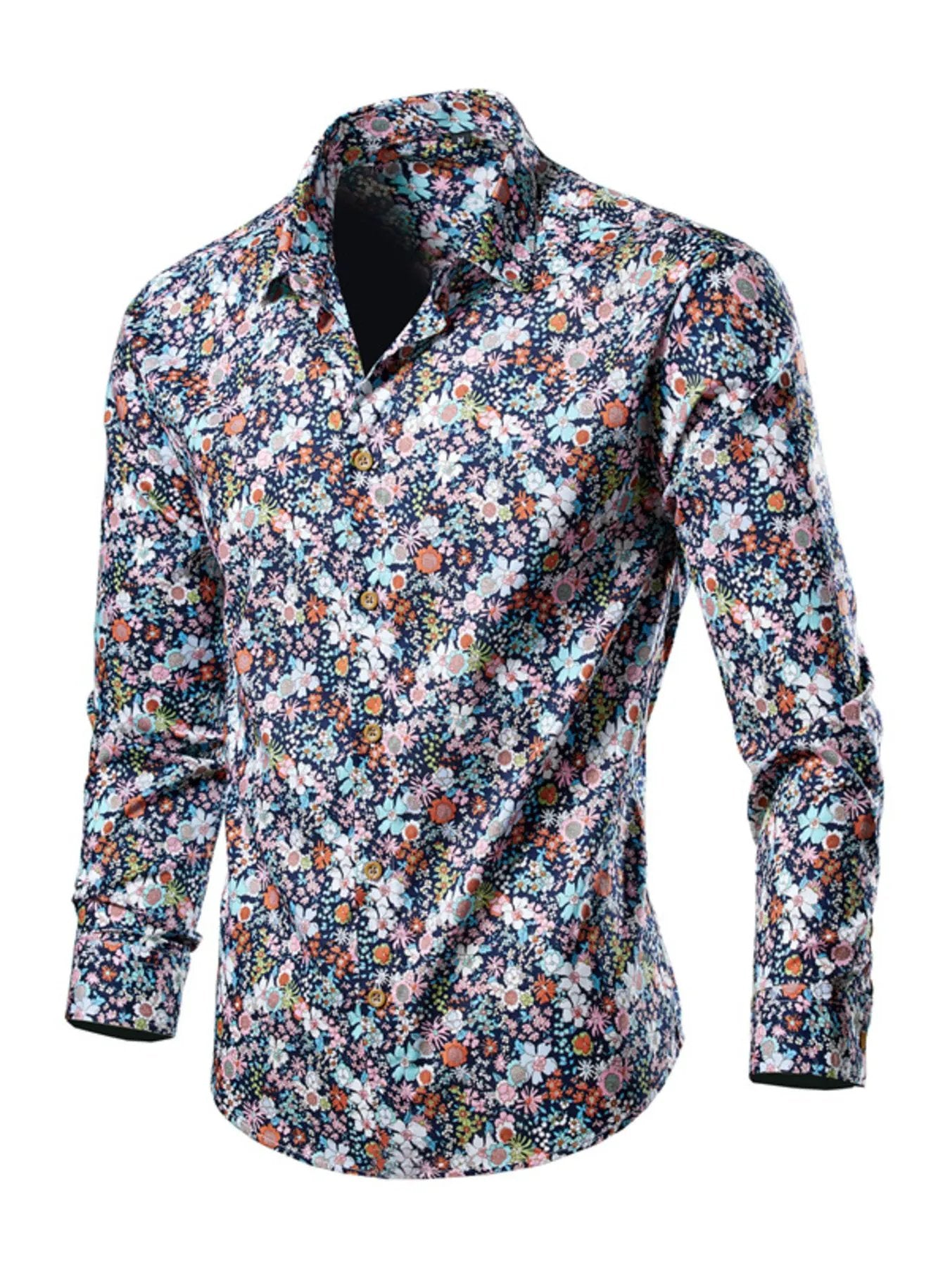 Men's Plus Size Tropical Leaf Print Button-Down Shirt by Trendsi